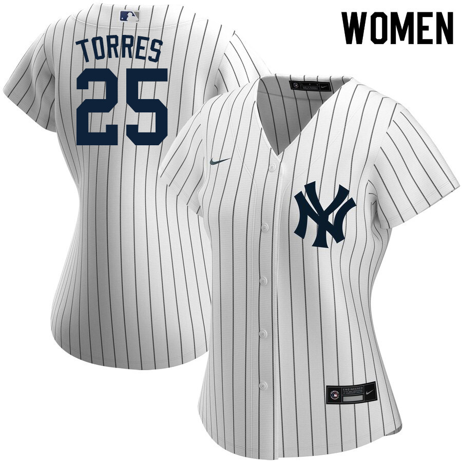 2020 Nike Women #25 Gleyber Torres New York Yankees Baseball Jerseys Sale-White